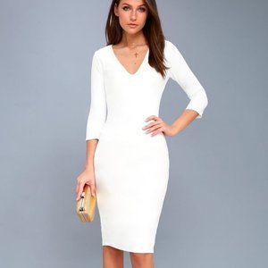 Lulu's Style and Slay White Bodycon Midi Dress